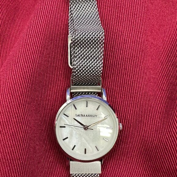 Laura Ashley Womens’ Silver-Tone Analog Watch. Mesh Band.  Fresh Battery main image 7